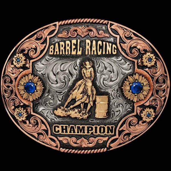Crafted for the fierce and fearless barrel racer, this buckle radiates speed, precision, and the thrill of victory. Get yours now!