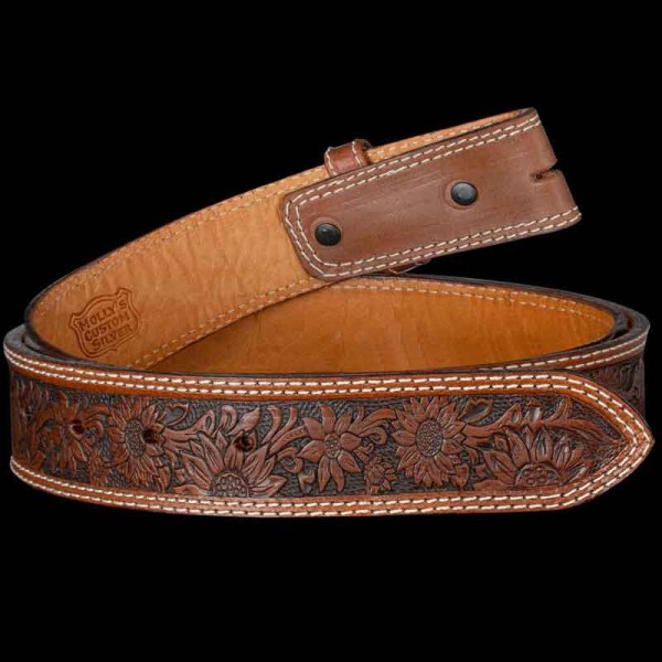 Virginia Sunflower Leather Tooled Belt