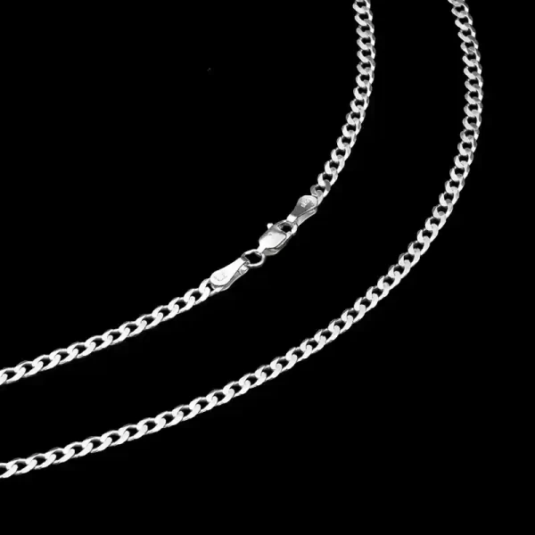 A  curb silver chain made from sterling silver