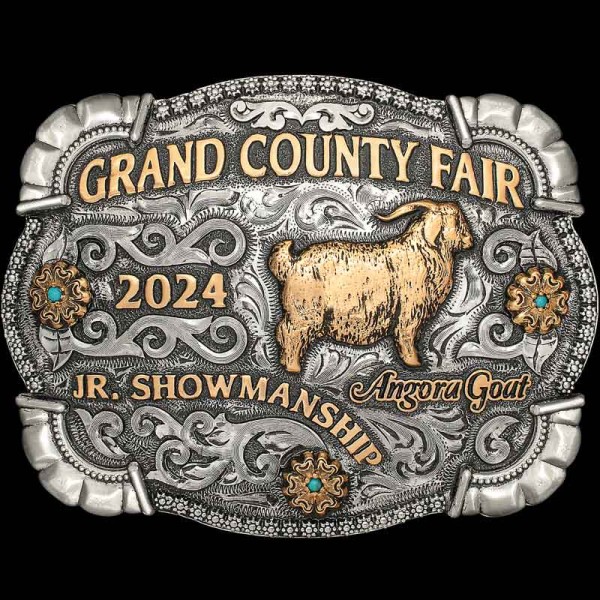 The Camden Custom Belt Buckle echoes the style of our best-selling 'Ryan' buckle! Customize this silver and turquoise buckle with your own western figure or logo!