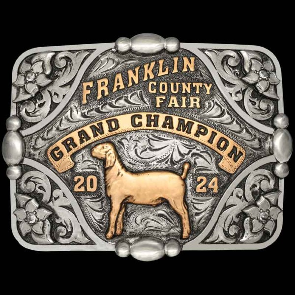 The Cleburne Custom Belt Buckle is a true Western Buckle! This silver belt buckle is covered with our classic hand-engraved scrolls with an antique finish. Customize this buckle design now!