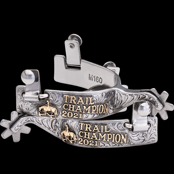 Etta Place, We craft these steel spurs and engrave directly into the steel.  Direct engraving into the spur is the highest quality method.  The beauty and fu