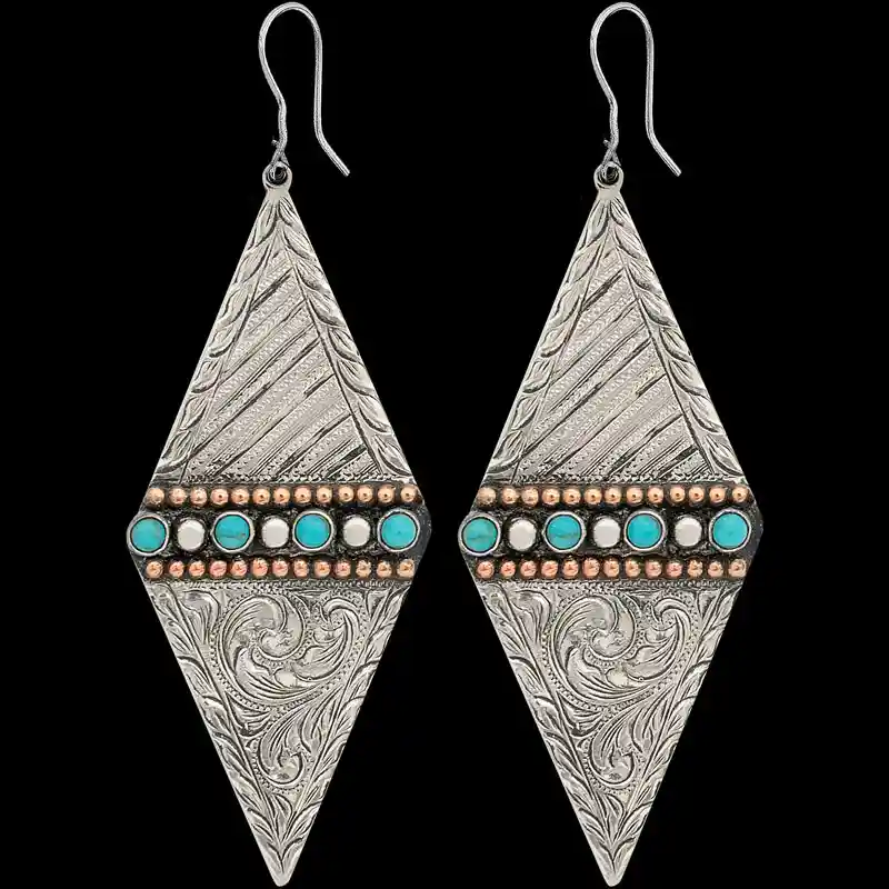 Western Silver Earrings with Turquoise details