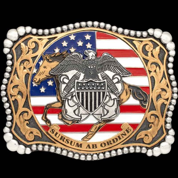 Lincoln Belt Buckle, Pay homage to your Military service with the 'Lincoln' buckle. Built on a German Silver base. This buckle is detailed with a beaded edge, hand engr