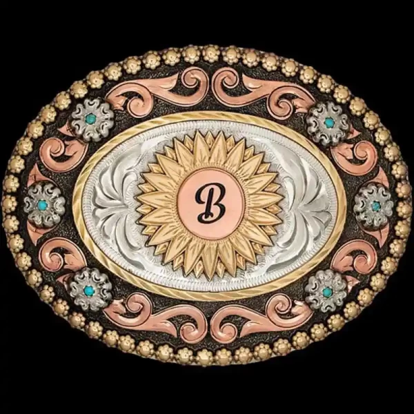 The beautiful Loveland Custom Belt Buckle is the perfect buckle design for initals. Built on a classic western oval base, this buckle is the perfect gift for cowgirls. Customize it today!