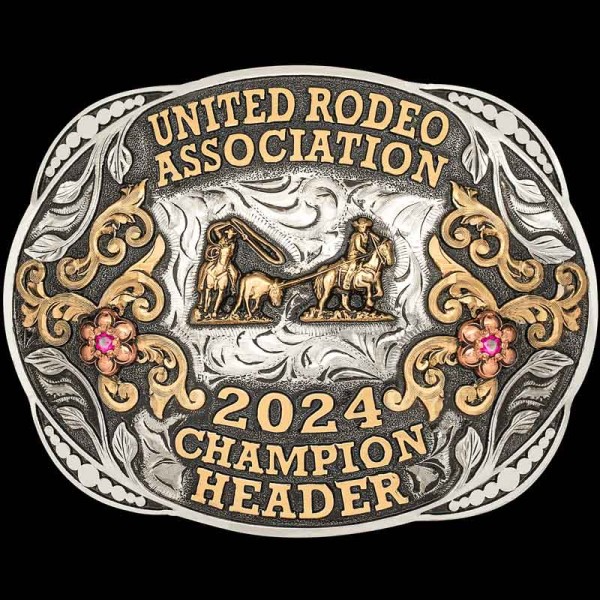 Feel the spirit of the Cowgirl with the Lucille Custom Belt Buckle. This beautiful western design is hand engraved on a german silver base and bronze lettering and scrolls. Customize it today!