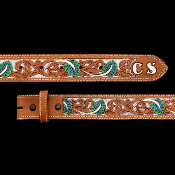 hand tooled handmade leather belts