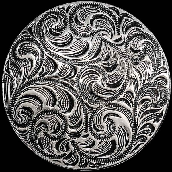 A classic engraved silver concho for western saddles