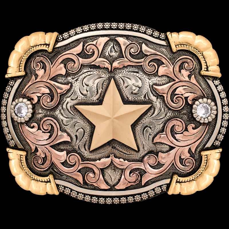 A gold star western belt buckle