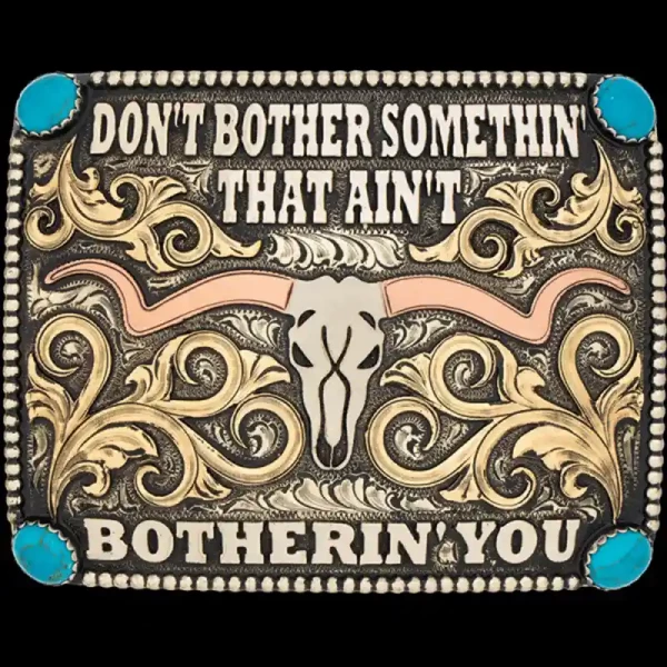 The Alamo Belt Buckle is a gorgeous western square belt buckle with turquoise stones in the corners and perfect for a custom statement. Customize this buckle now!