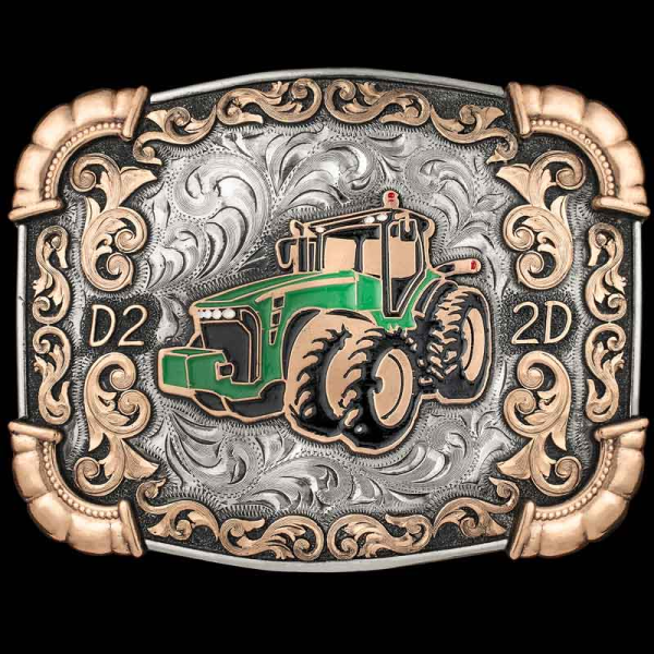 The unique Charlene Custom Belt Buckle is  designed to show off your custom logo or ranch brand featuring splendind bronze scrollwork and hand engraving. Customize this belt buckle today!