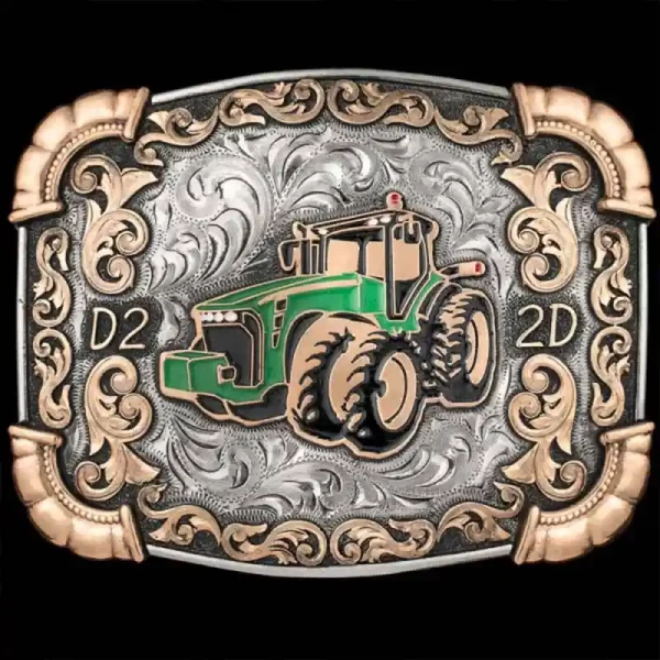 The unique Charlene Custom Belt Buckle is  designed to show off your custom logo or ranch brand featuring splendind bronze scrollwork and hand engraving. Customize this belt buckle today!