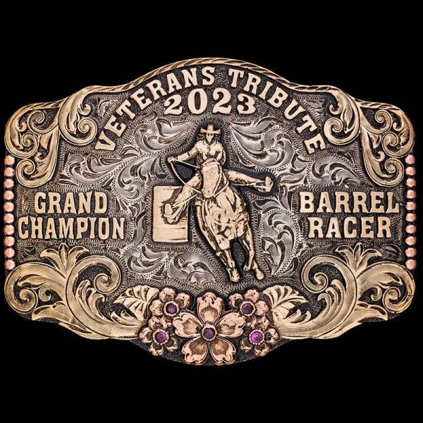 The Ardmore Custom Belt Buckle is an amazing hand-engraved buckle with an Antique Finish and bronze scrollwork. Personalizae this belt buckle with your own logo or western figure now!