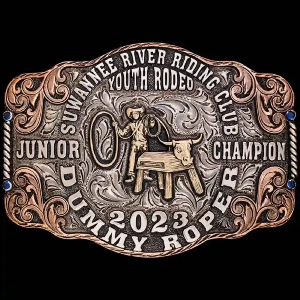 Our new design is the bee's knees! The Kendall Custom Belt Buckle is built with gorgeous copper scrollwork and so much space for lettering!
