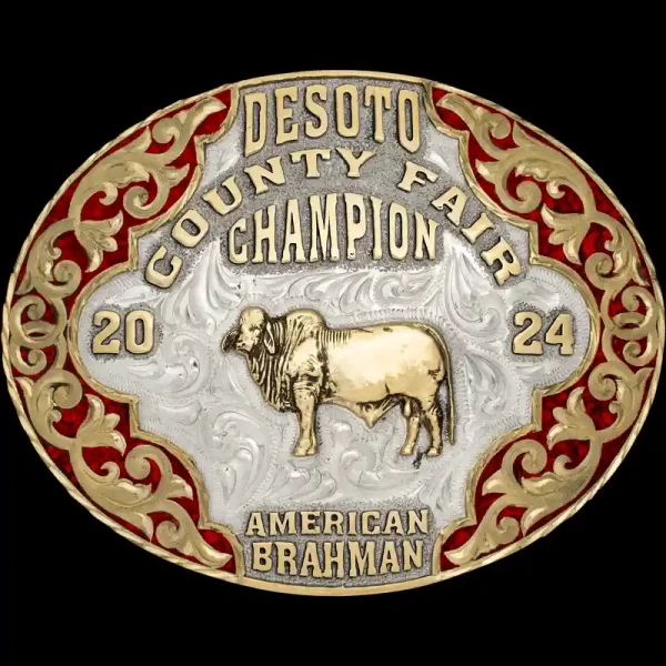 The Luckenback Turquoise Buckle is a classic oval rodeo buckle with a color twist! Customize it with up to 7 lines of lettering, bronze figure and turquoise stone color now !