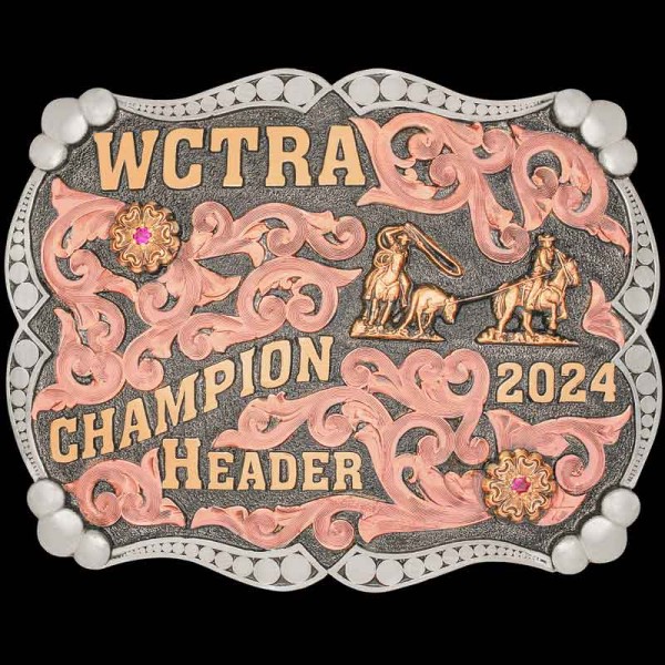 CYPRESS, Award your athlete with the 'Cypress' Champion Buckle! This beautiful rodeo buckle is built on a matte, German Silver base with our antique finish.