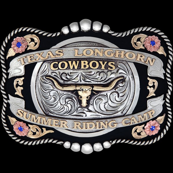Fort Worth, The Fort Worth Custom Belt Buckle is made from the highest quality German Silver.  The edge is a combination of beads and rope.  Banners and the 