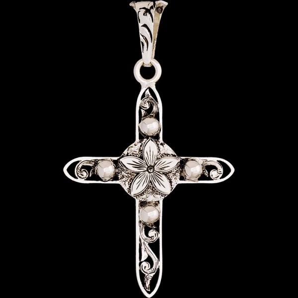 Galatians, Simple yet Elegant German Silver 1.5"x2" Cross with small detailed flowers, completed by beads and scrollwork. 

 

Chain not inclu