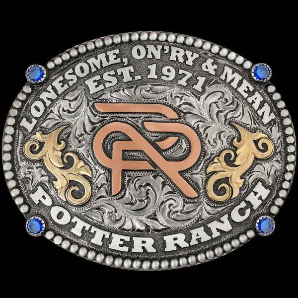 The Kingsville Custom Belt Buckle is beautifully crafted for your western outfit or buckle display case! Personalize this buckle with your ranch brand, initials or logo!