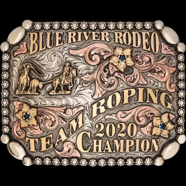 The Wickenburg Custom Belt Buckle is adorned with jeweler's bronze letters, flowers and scrolls. Personalize your design with your own figure, logo or ranch brand!