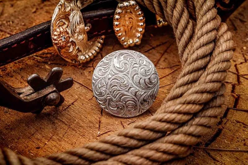 Engraved Sterling Silver Concho - Conchos Gallery 1