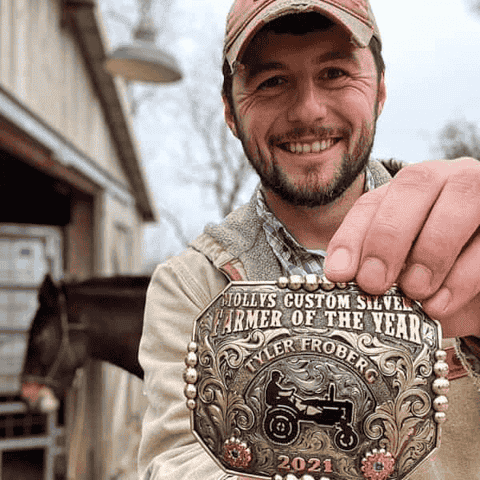 Farming Guy withg a Molly's Custom Silver Buickle