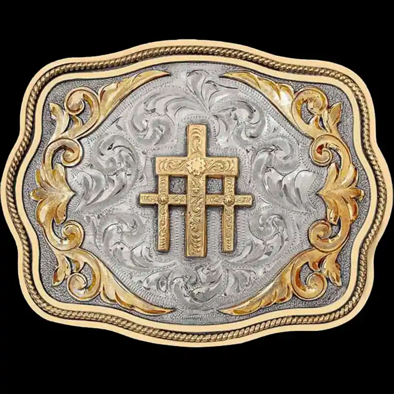 Antiqued Three Cross Belt Buckle (In Stock) Antiqued Three Cross Belt Buckle (In Stock)