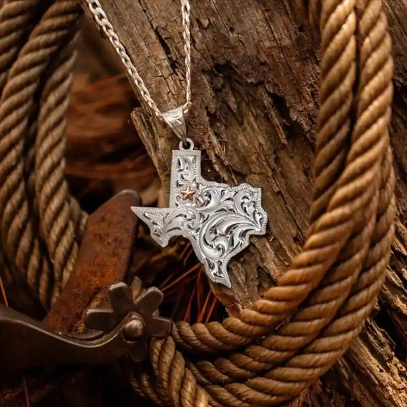 Silver Texas State Custom Pendant