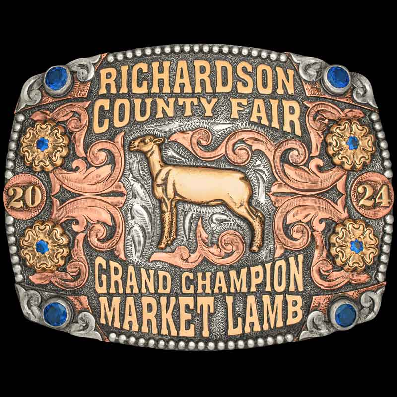 Goldfield Belt Buckle, Make a statement at your event or awards show! The 'Goldfield' custom buckle is built on a hand engraved, German Silver base. Detailed with copper 